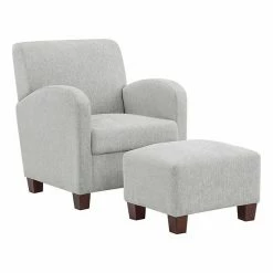 OSP Home Furnishings Aiden Chair & Ottoman Herringbone Set Smoke