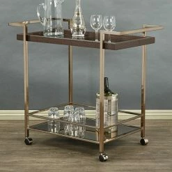 OSP Home Furnishings Isabella Wheeled Bar Cart